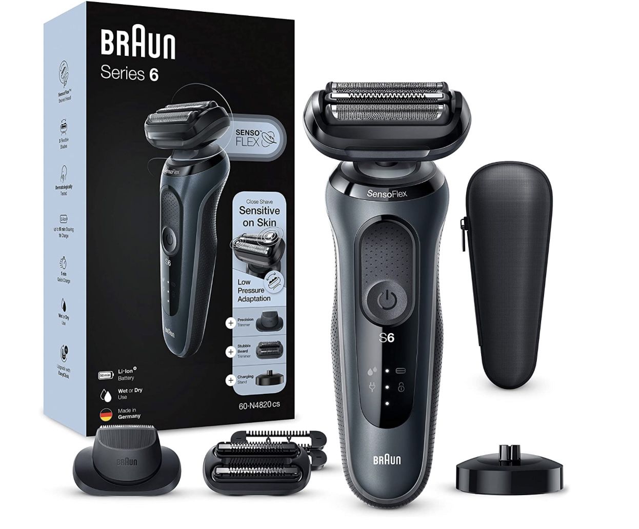 Braun Series 6 60 N4820CS Sensitiver Rasierer mit Ladestation & 50 Min. Laufzeit für 114,99€ (statt 134€)