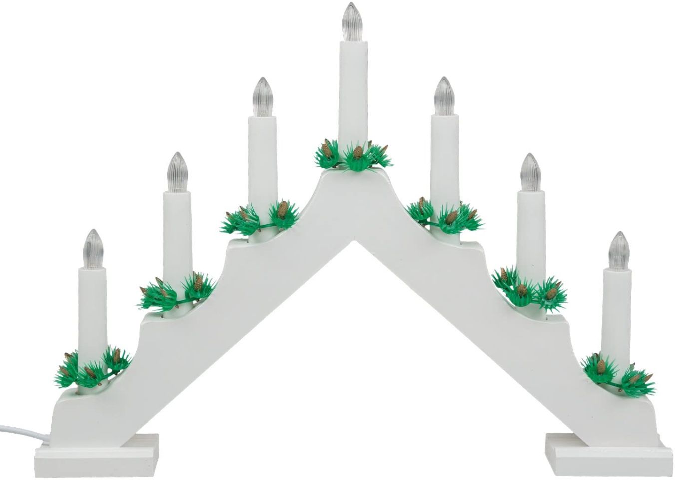 Idena LED Adventsleuchter aus weiß lackiertem Holz mit 7 warmweißen LED Kerzen für 9,99€ (statt 14€)   Prime