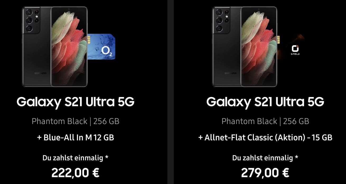 🔥 Samsung Tarife mit krassen Ersparnissen   z.B. Samsung Galaxy S21 Ultra 256GB 279€ + Vodafone Allnet Flat 15GB LTE 19,99€ mtl.