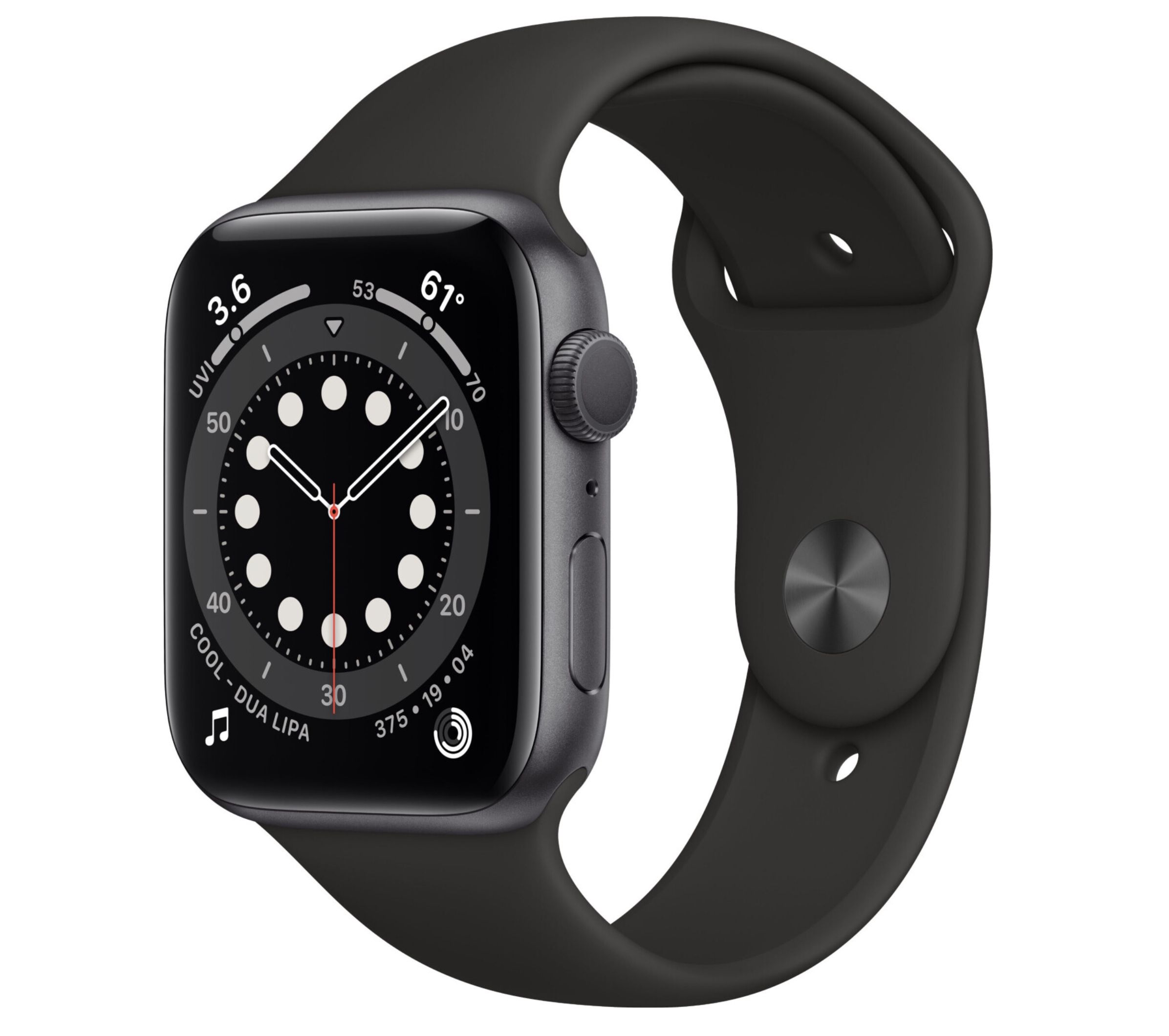 Apple Watch Series 6 (GPS) in Spacegrau 44mm Aluminium mit Sportarmband für 359€ (statt 411€)