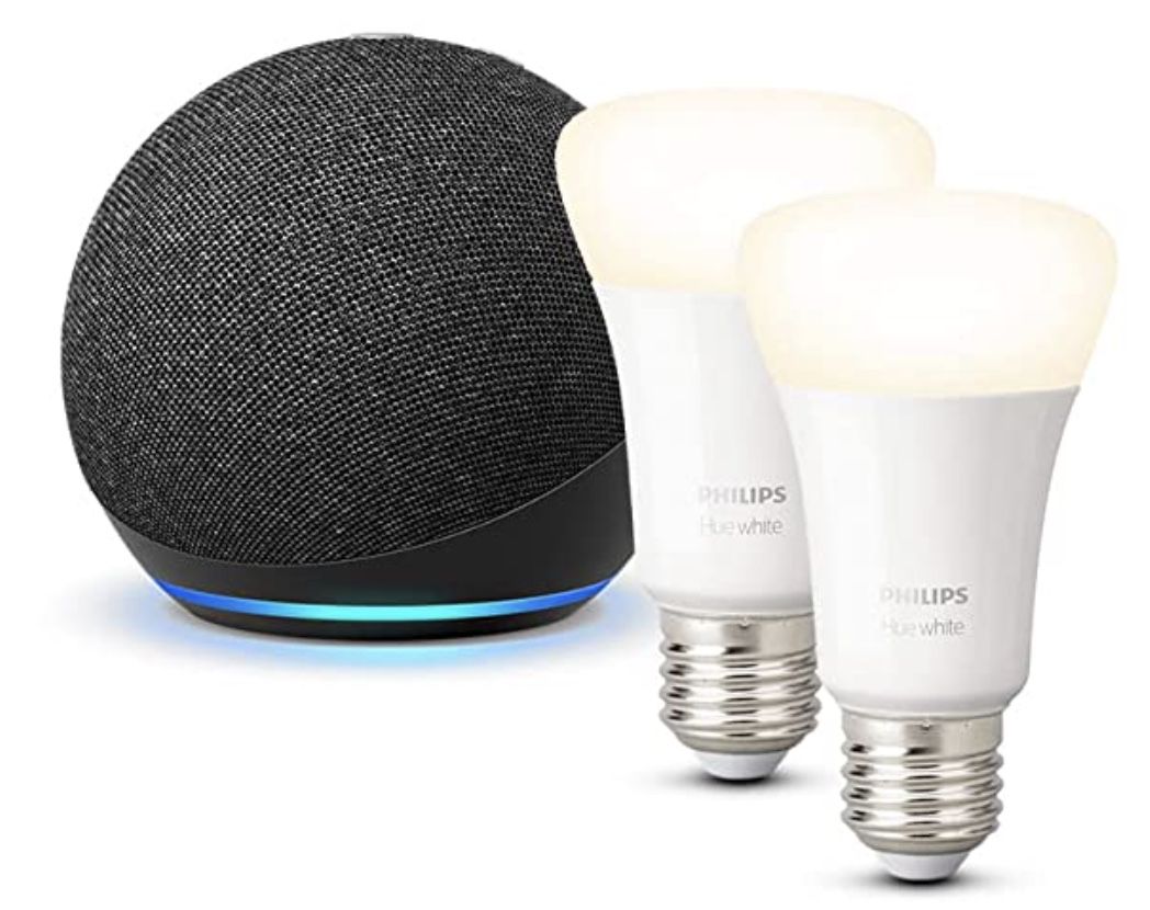 Echo Dot (4. Generation) + 2x Philips Hue White Lampe E27 für 39,99€ (statt 60€)  Lieferzeiten beachten