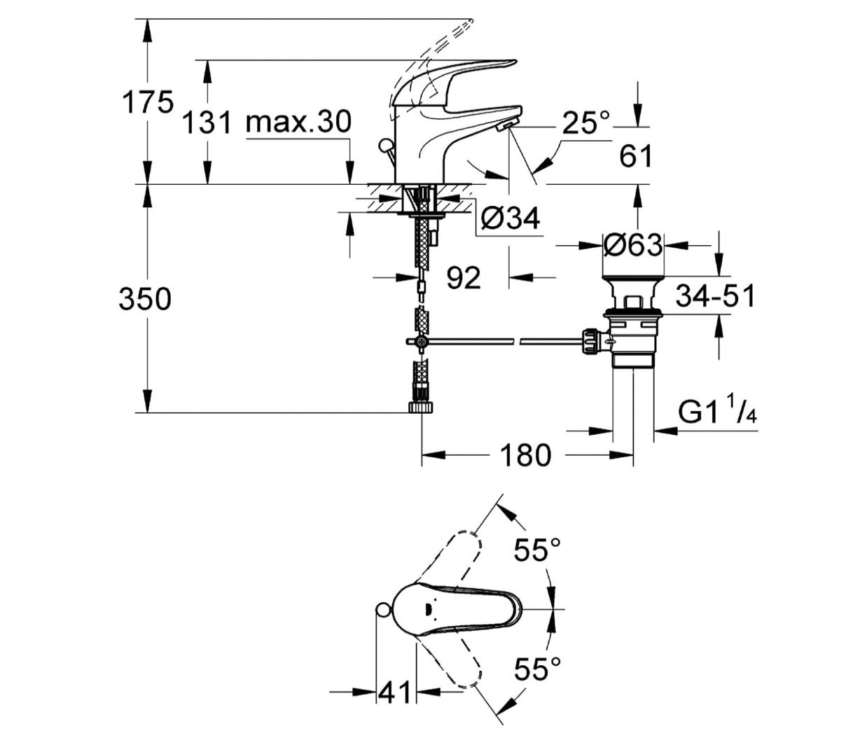 Grohe Waschtischarmatur Swift für 39,90€ (statt 54€)