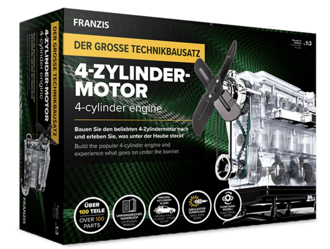 Franzis Technikbausatz 4 Zylinder Motor mit 100 Bauteilen inkl. Soundmodul für 39,96€ (statt 79€)