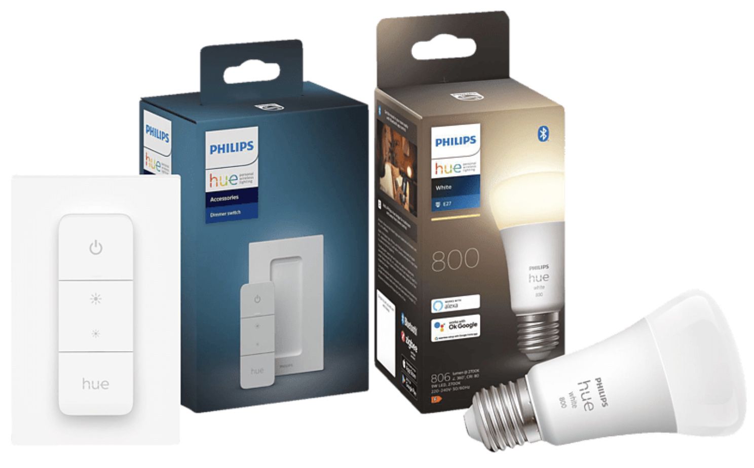 Philips Hue White E27 Bluetooth Warmweiß Leuchte + Dimmschalter für 17,99€ (statt 27€)