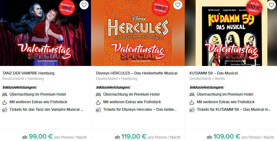 Travelcircus: Bis zu 100€ Ersparnis auf Musicals inkl. Hotel für 2 Personen