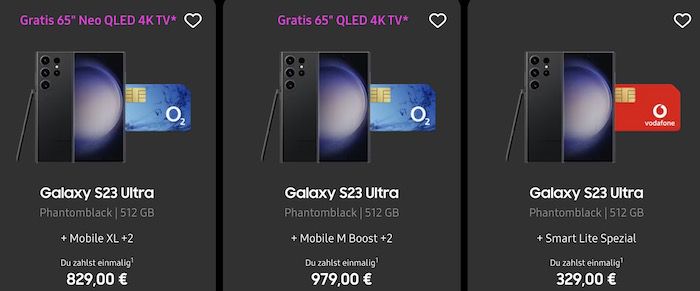 🔥 Samsung Black Week Tarife   z.B. S23 Ultra + 65″ QLED + 65GB Vodafone mit 679€ Ersparnis