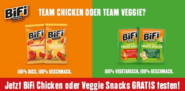 BiFi Chicken oder Veggie Snacks gratis ausprobieren