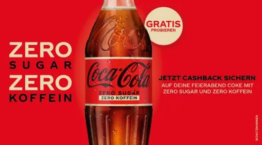 Aktionsverlängerung! Coca Cola Zero Sugar Zero Koffein kostenlos ausprobieren