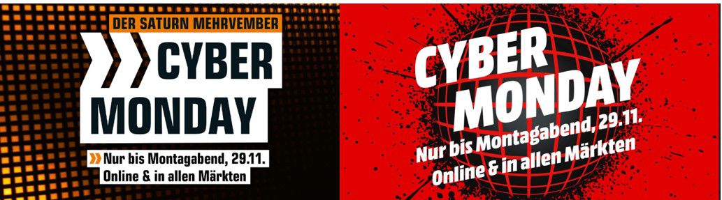 Saturn & Media Markt: Cyber Monday gestartet! Ausgewählte Artikel mit bis zu 300€ direkt Rabatt