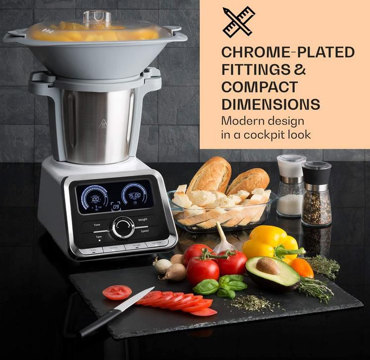 Klarstein GrandPrix   Küchenmaschine mit Fleischwolf, Rührmaschine mit Kochfunktion 2,5L für 179,99€ (statt 260€)