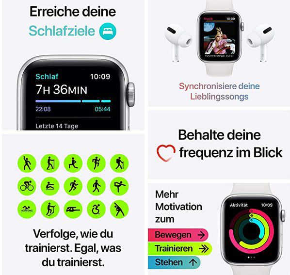 Apple Watch SE 44mm & GPS in Weiß mit Sportarmband für 244€ (statt 294€)   bis 18 Uhr