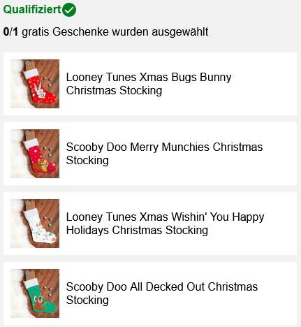 Kinder Weihnachtspullover mit Looney Tunes oder Scooby Doo Motiv + Weihnachtsstrumpf GRATIS für 26,98€ (statt 36€)