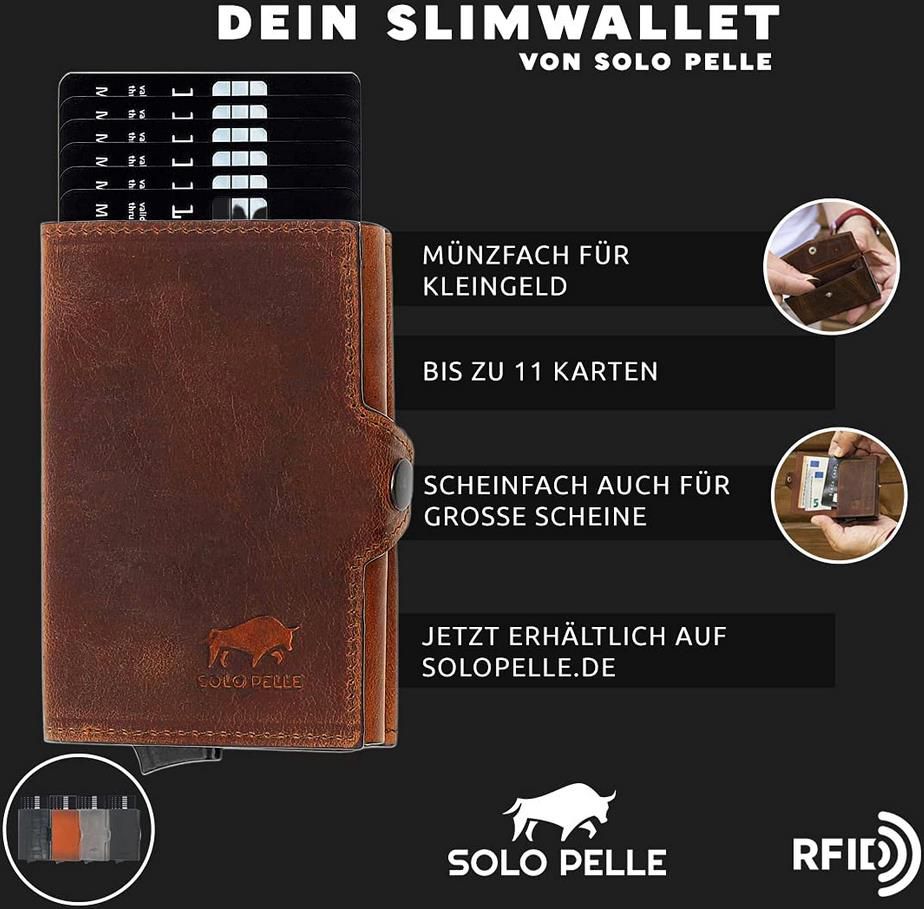 Solo Pelle Leder Geldbörse mit RFID Schutz für bis zu 6 11 Karten für 33,33€ (statt 50€)