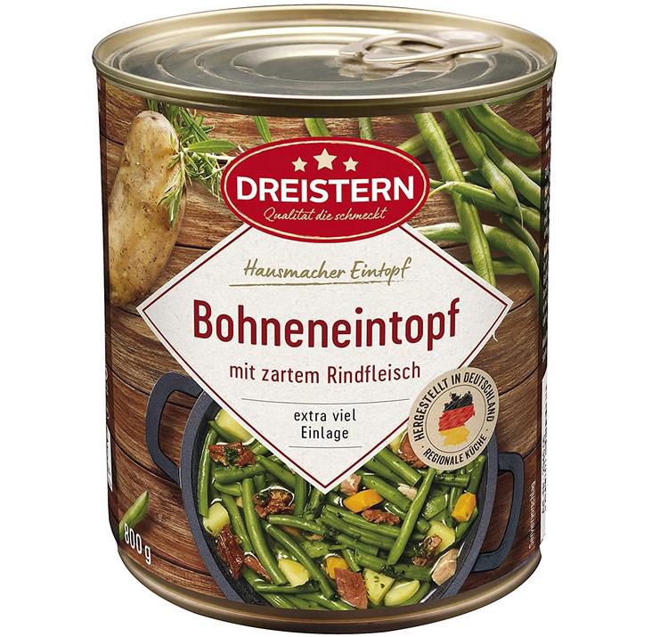 Dreistern Bohneneintopf mit Rindfleisch 800g ab 3,03€ (statt 4€)