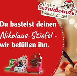 Nikolausstiefel gratis befüllen lassen z.B. bei tegut, Kaufland & Thalia