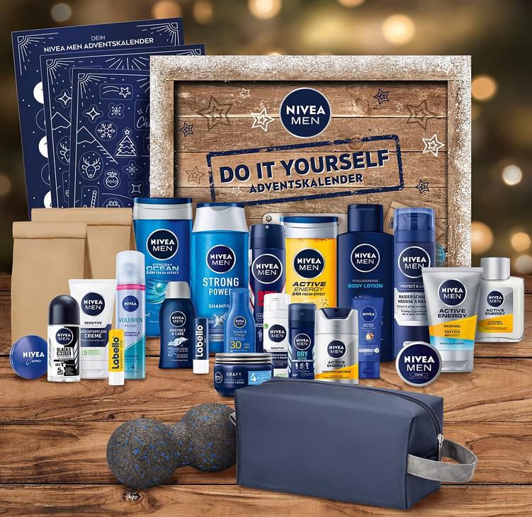 NIVEA MEN Adventskalender 2021 mit ausgewählten Pflegeprodukten & Accessoires für 29,99€ (statt 44€)