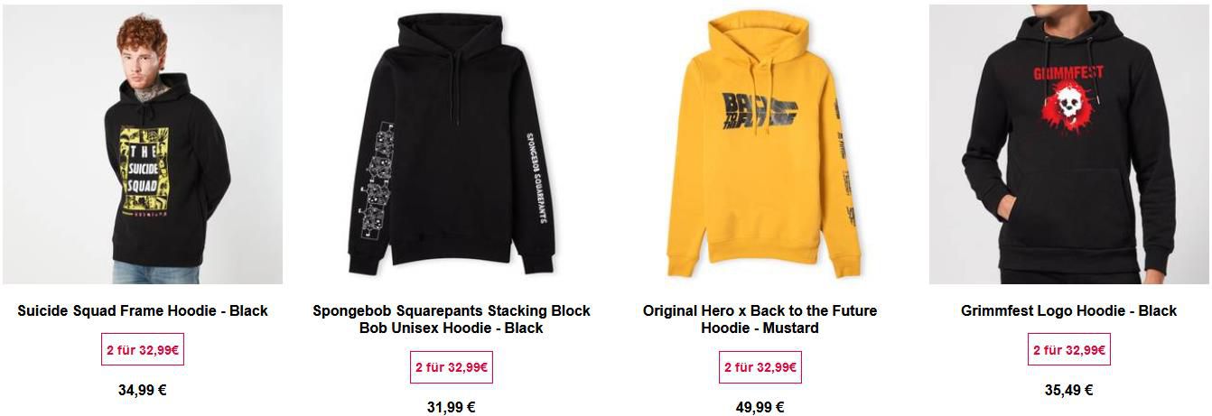 🔥 Zavvi: 2 Hoodies für 35,98€ inkl. Versand   z.B. 2x Doctor Who Hoodie für 35,98€ (statt 80€)