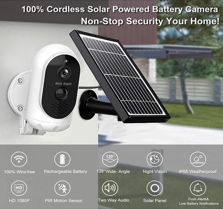 Bolt Sight   Überwachungskamera mit Solarpanel und Full HD Auflösung für 49,99€ (statt 100€)