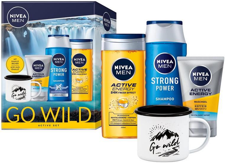 NIVEA MEN Go Wild Active Geschenkset mit Becher für 8,24€ (statt 17€)   Prime