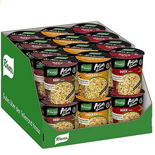 24x Knorr Asia Snack Becher mit 3 Sorten (Huhn, Rind & Ente) ab 28,87€ (statt 36€)