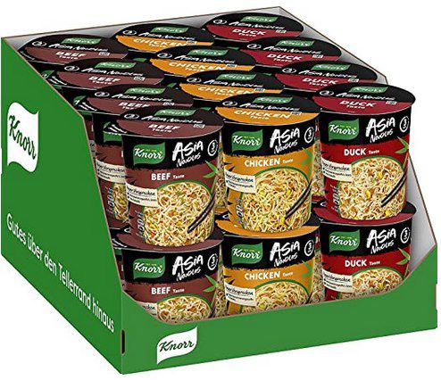 24x Knorr Asia Snack Becher mit 3 Sorten (Huhn, Rind & Ente) ab 28,87€ (statt 36€)