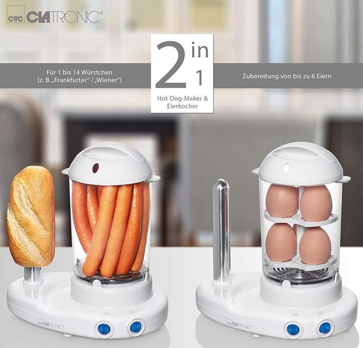 Clatronic 3420 EK N Hot Dog Maker inkl. Eierkocher für 14,99€ (statt 29€)