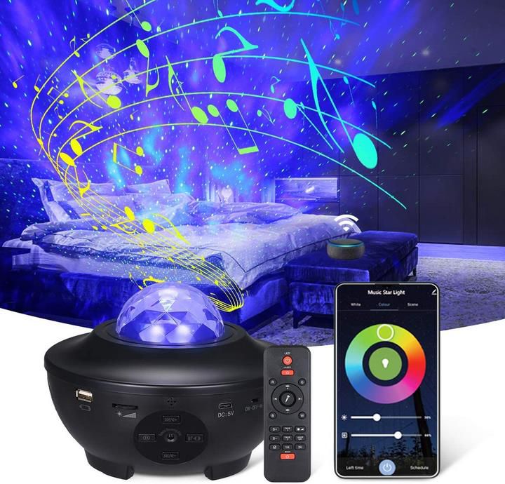 Tomshine   LED Sternenhimmel Projektor mit Lautsprecher, Fernbedienung und Timer für 13,99€ (statt 27€)