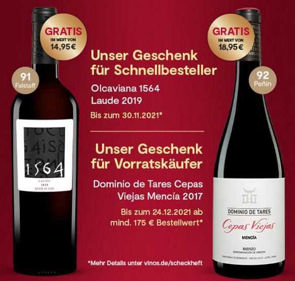 Vinos Winterfreunde Paket mit 12 Weinen und Geschenk für Schnellbesteller für 60,89€ (statt 100€)