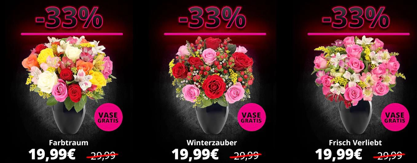 Bis zu 55% Rabatt auf frische Blumensträuße bei BlumeIdeal   z.B. 35 rote Rosen für 25,98€ (statt 46€)