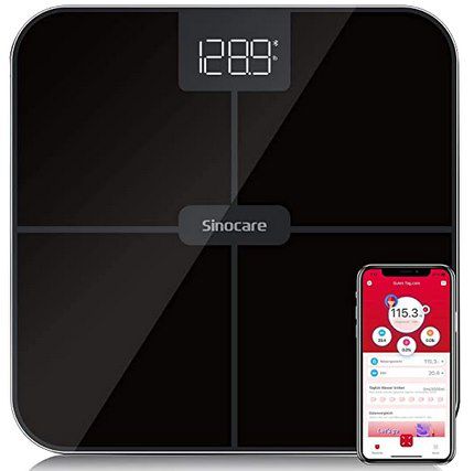 Sinocare digitale Personenwaage mit 4 Sensoren, App & bis zu 180kg für 9,99€ (statt 20€)   Prime