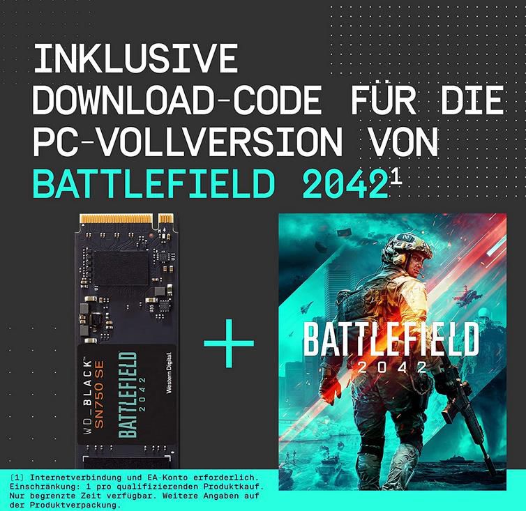 WD BLACK SN750 SE 500 GB NVMe SSD + Battlefield 2042 PC Game 47€ (statt 60€)