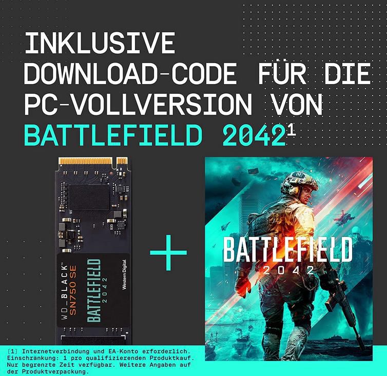 WD BLACK SN750 SE 500 GB NVMe SSD + Battlefield 2042 für 28,31€ (statt 50€)