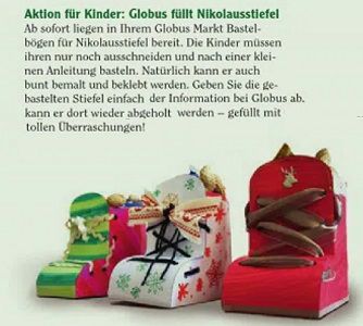Globus: Nikolausstiefel basteln und kostenlos befüllen lassen