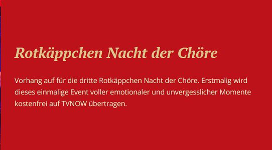 Gratis: Rotkäppchen Nacht der Chöre mit Johannes Oerding