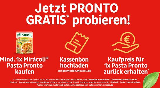 Mirácoli® PASTA PRONTO kostenlos ausprobieren