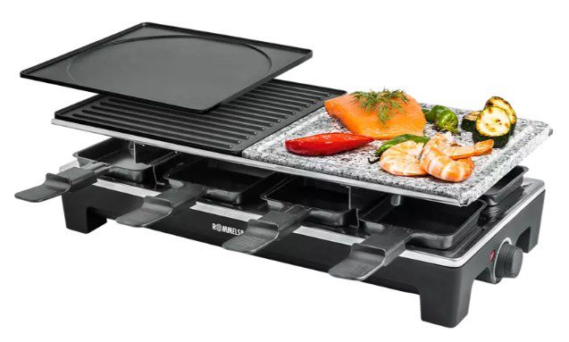 Rommelsbacher RCS1350 Raclettegrill (Natursteinplatte, 8 Personen, 1350W) für 59,99€ (statt 68€)