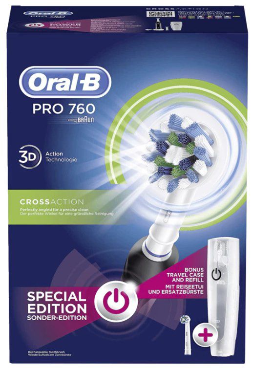 Oral B Pro 760   Elektrische Zahnbürste mit Aufsteckbürsten und Reiseetui für 24,94€ (statt 29€)