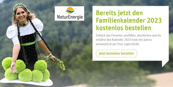 Kostenloser Familienkalender 2023 bei NaturEnergie bestellbar