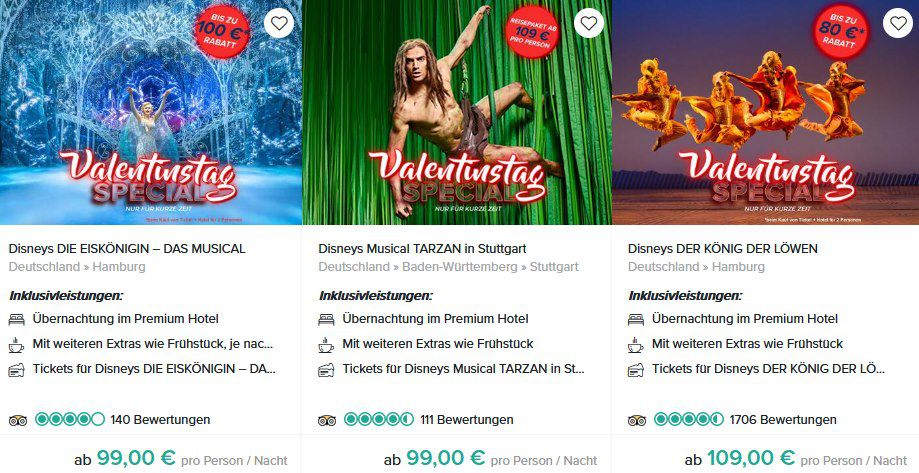 Travelcircus: Bis zu 100€ Ersparnis auf Musicals inkl. Hotel für 2 Personen