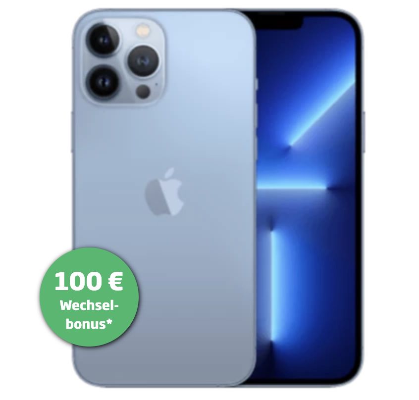 Apple iPhone 13 Pro für 1€ + o2 Allnet Flat mit 40GB LTE/5G für 62,99€ mtl. + 100€ Wechselbonus