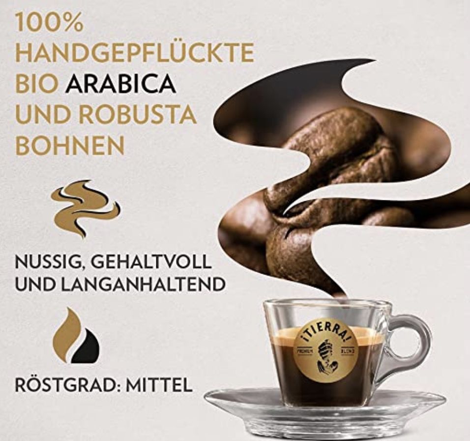500g Lavazza Tierra! For Africa Arabica  und Robusta Kaffeebohnen für 6€ (statt 9€)   Prime Sparabo