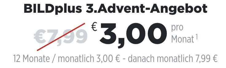Nur heute am 3. Advent: BILDplus für nur 3€ mtl. (statt 7,99€)