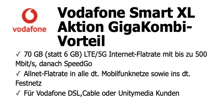 GigaKombi: Apple iPhone 13 Pro 5G 128GB für 275€ + Vodafone Allnet mit 70GB LTE/5G für 44,99€ mtl. + 100€ Startguthaben