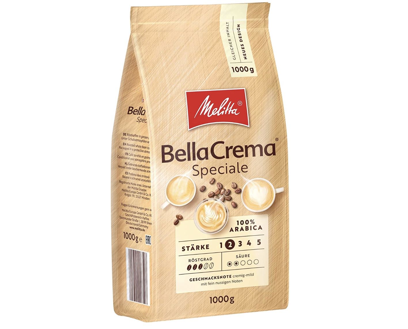 1kg Ganze Kaffeebohnen Melitta BellaCrema Speciale in Stärke 2 für 7,49€ (statt 10€)   Prime Spar Abo