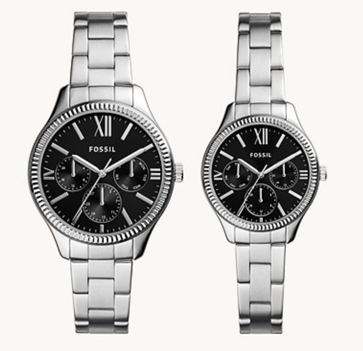 Fossil His and Hers Edelstahl Uhren Set (36mm + 44mm) für 67€ (statt 117€)