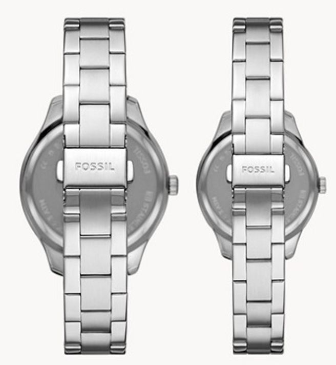 Fossil His and Hers Edelstahl Uhren Set (36mm + 44mm) für 67€ (statt 117€)