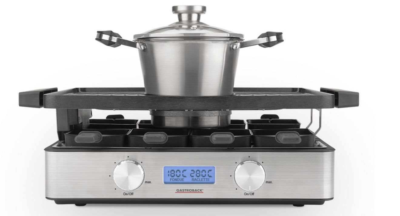 Gastroback Design 2 in 1   Raclette & Fondue für 99€ (statt 150€)