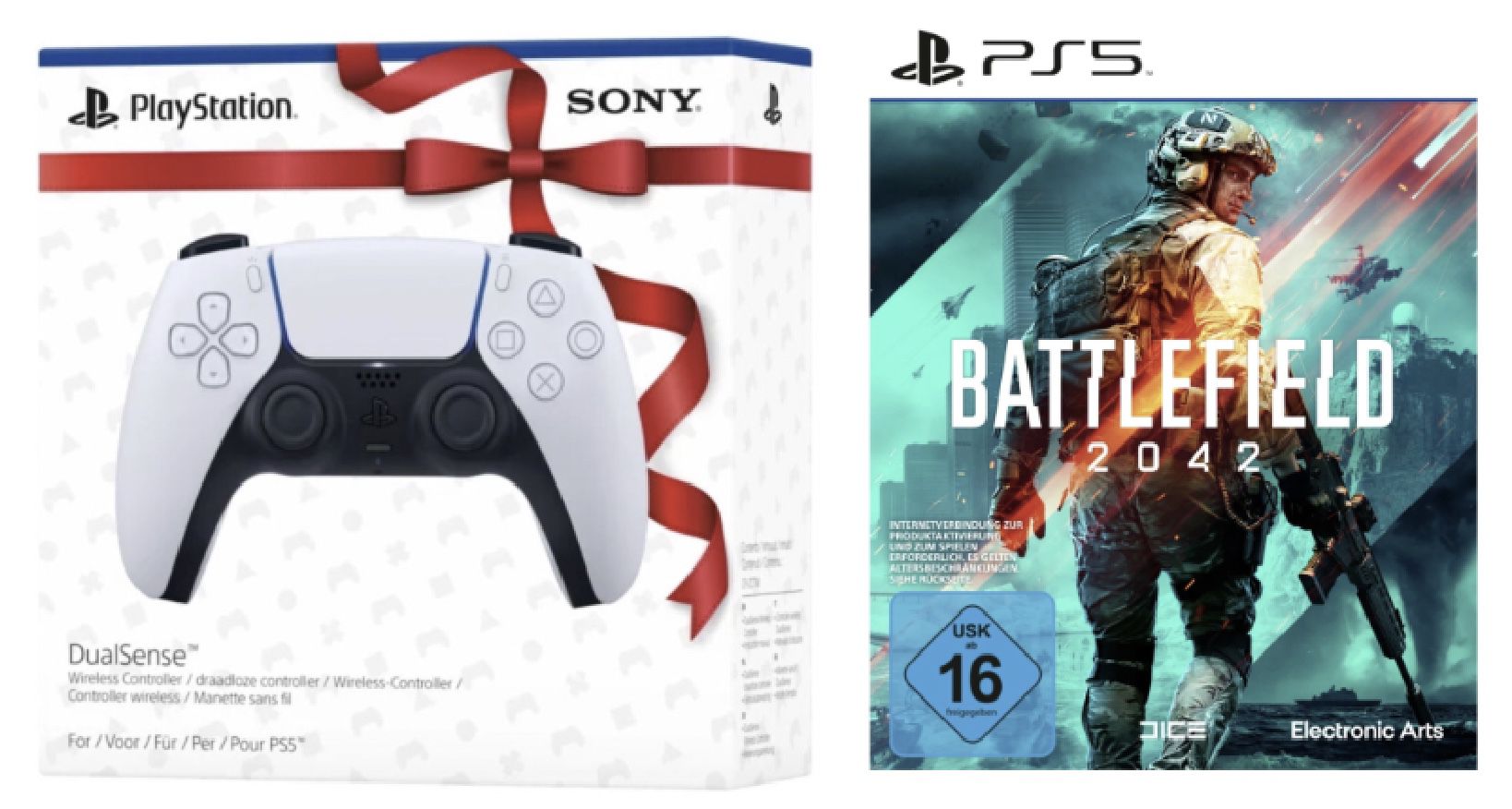 Sony PS5 DualSense Gift Wrapped Box Wireless Controller + Battlefield 2042 (PS5) für 91,28€ (statt 118€)