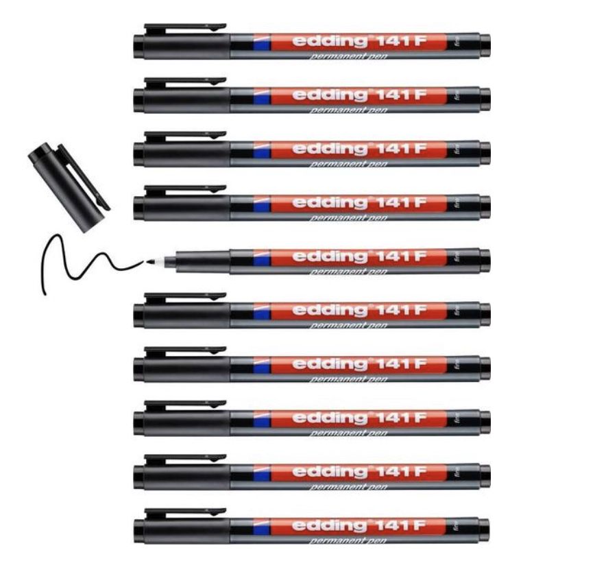 10er Pack Edding Folienschreiber 141F Permanenter schwarz für 0,81€ (statt 10€)