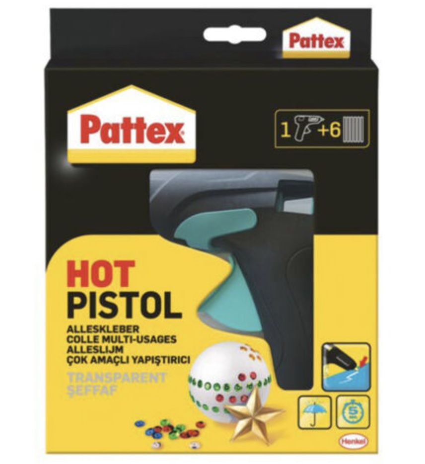Pattex Hot Pistol Heißklebepistole + 6 Klebesticks für 9,79€ (statt 15€)   Prime